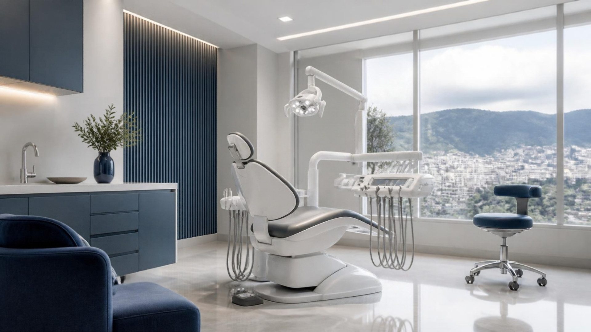 Consultorio dental luminoso, listo para recibir pacientes